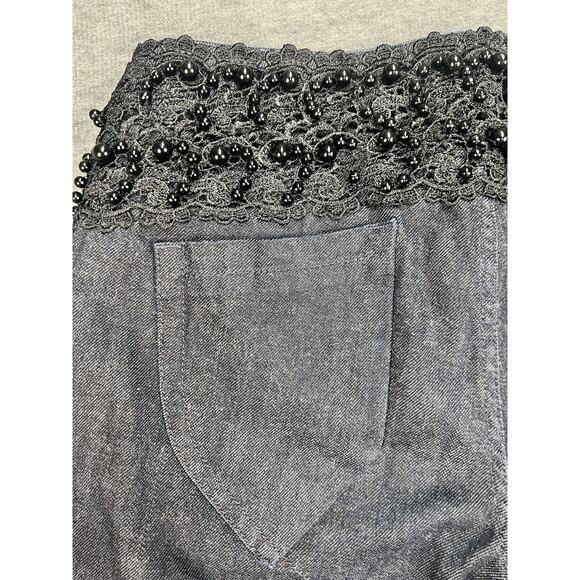 Exte Jean Pants Women's Size 26 Black Lace & Beads Made in Italy - Picture 10 of 16